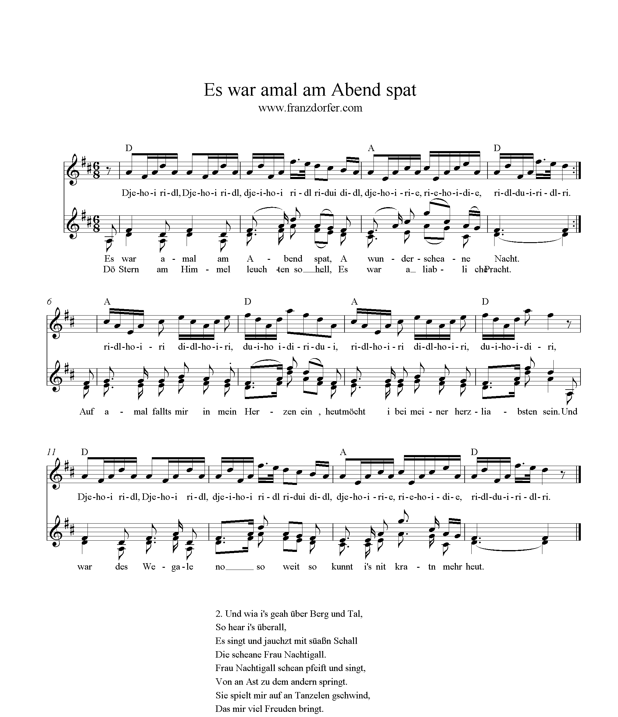 Es War Amal Am Abend Spat